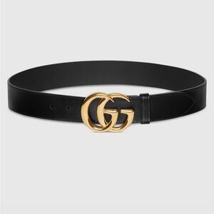 Gucci Black Belt with Gold GG Buckle